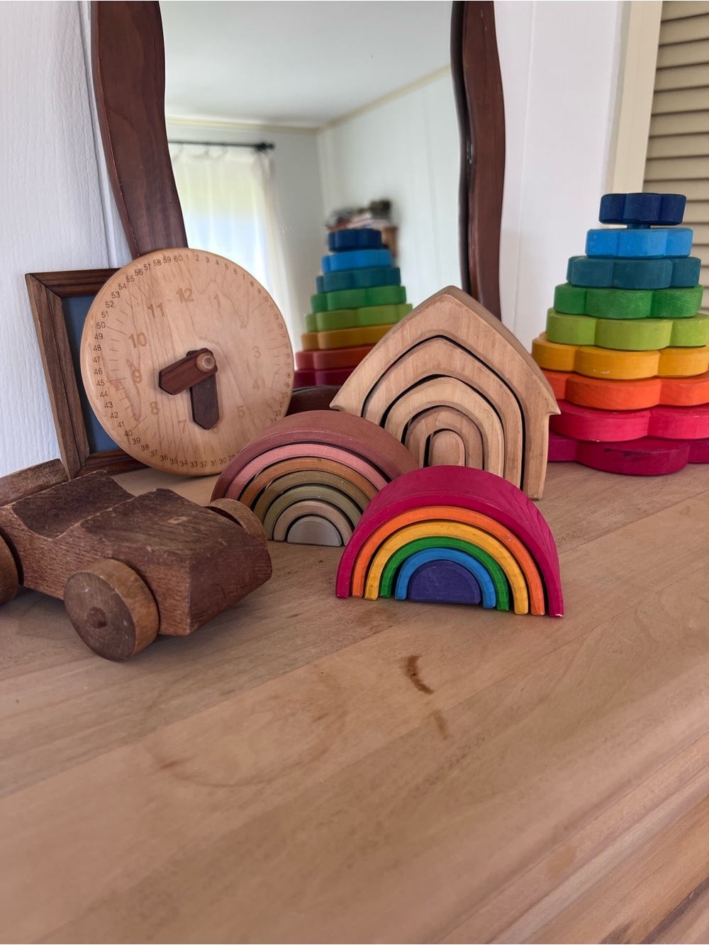 Grimm’s | Natural Wood House Arch Montessori Toy Stacker - Picture 4 of 6